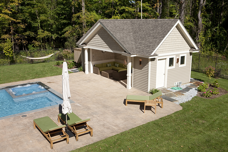 Swimming pool and stamped concrete project example 8